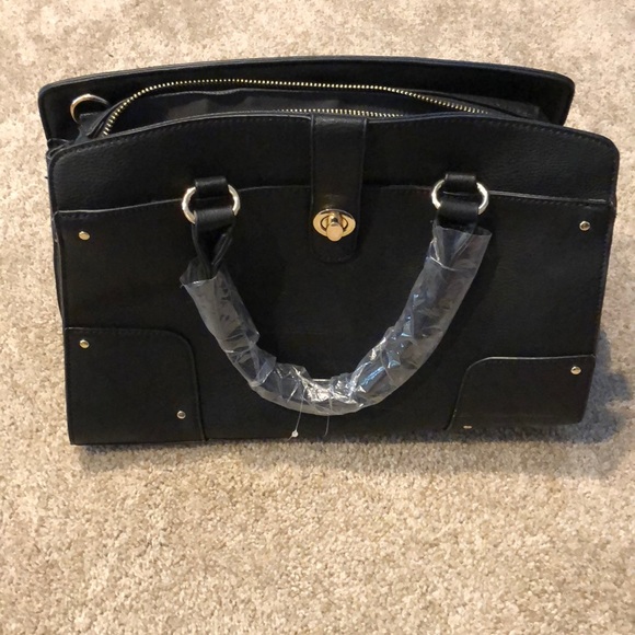 JustFab Bags Justfab Lokk Black Bag With Gold Accents Poshmark